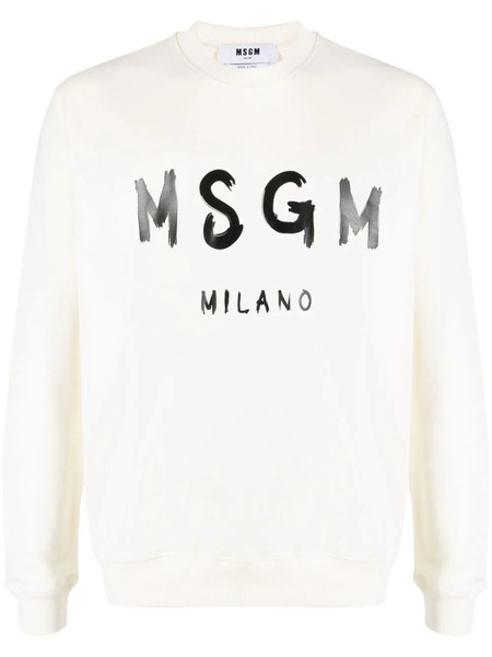  Msgm Logo-print Cotton Sweatshirt - White 