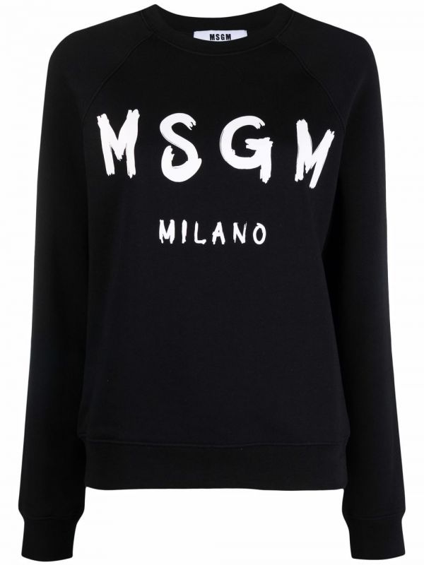 Msgm Logo-print Crew Neck Sweatshirt - Black 