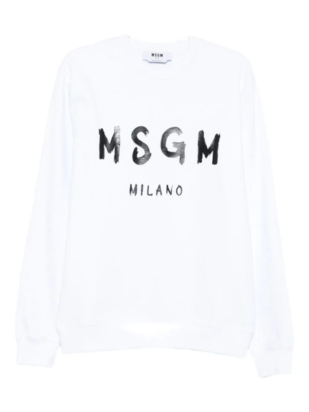  Msgm Logo-print Crew-neck Sweatshirt - White 