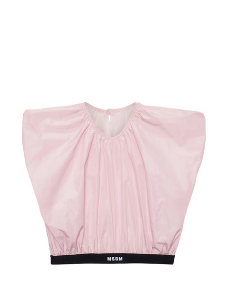  Msgm Logo-print Cropped Blouse - Pink 