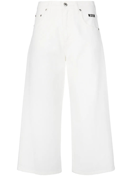  Msgm Logo-print Cropped Jeans - Neutrals 