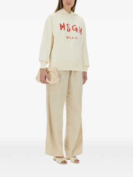  Msgm Logo-print Hoodie - Neutrals 