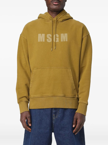  Msgm Logo-print Hoodie - Yellow 