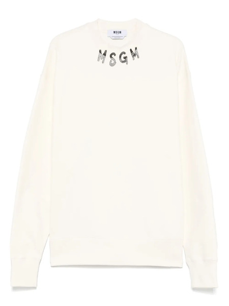  Msgm Logo-print Sweatshirt - Neutrals 
