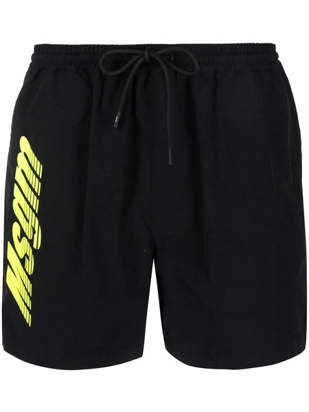  Msgm Logo-print Swim Shorts - Black 