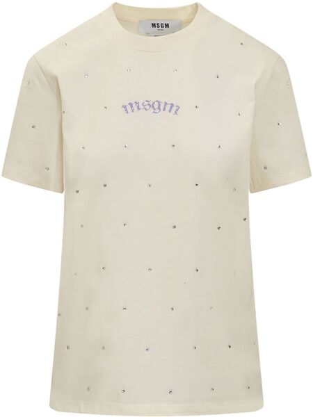  Msgm Logo-print T-shirt - Neutrals 