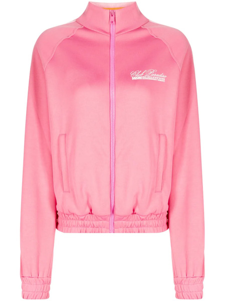  Msgm Logo-print Zip-up Sweatshirt - Pink 