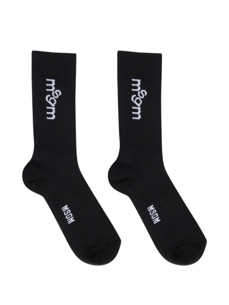  Msgm Logo Socks - Black 