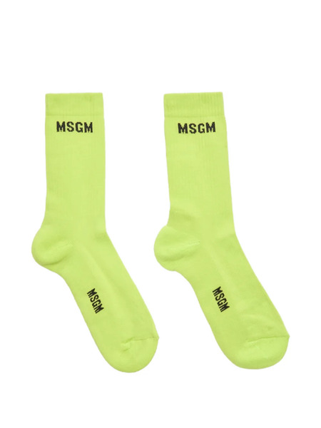  Msgm Logo Socks - Green 