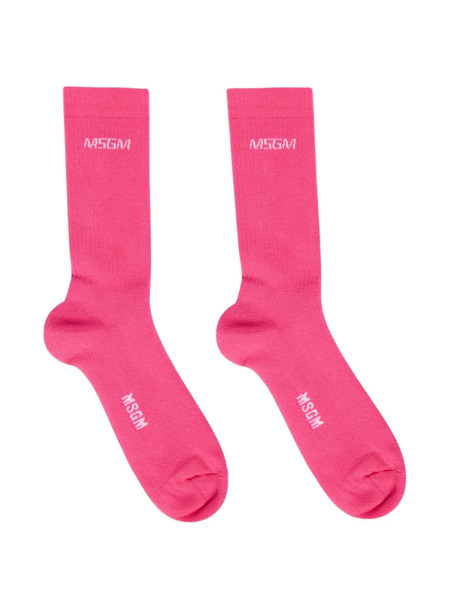  Msgm Logo Socks - Pink 