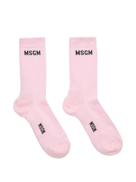  Msgm Logo Socks - Pink 