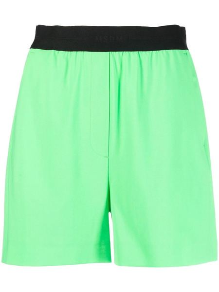  Msgm Logo-waistband Shorts - Green 
