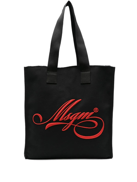  Msgm Medium Logo-embroidered Tote Bag - Black 