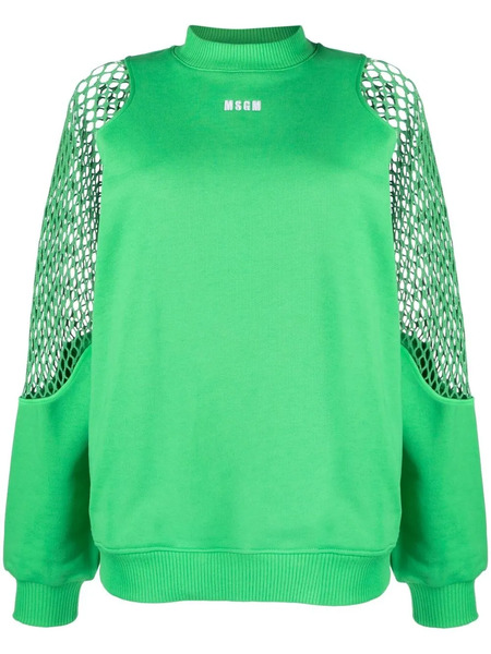  Msgm Mesh-detail Crew Neck Sweatshirt - Green 