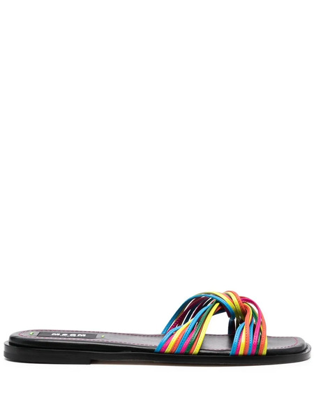  Msgm Multi-straps Leather Slippers - Yellow 