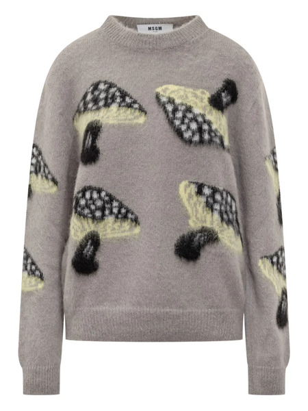  Msgm Mushroom-intarsia Sweater - Grey 