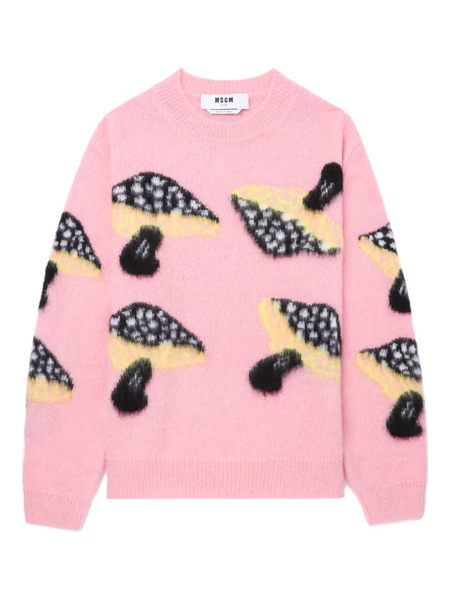  Msgm Mushroom-print Sweater - Pink 