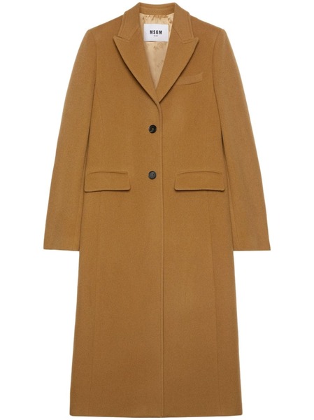  Msgm Notched-lapel Button-fastening Coat - Brown 