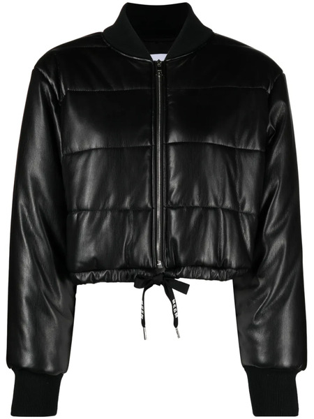  Msgm Padded Cropped Faux-leather Jacket - Black 