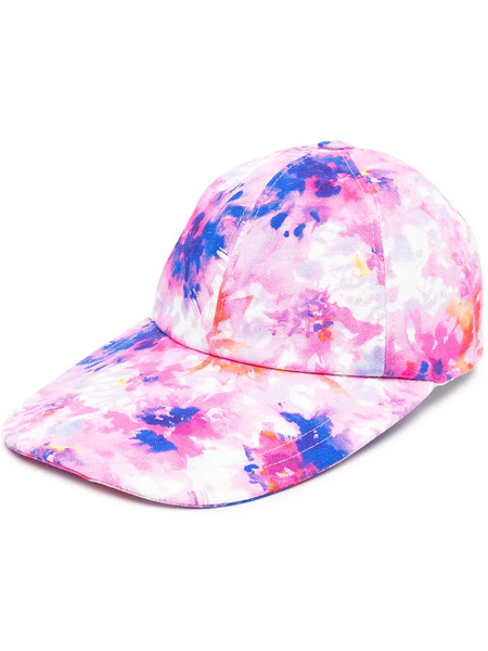  Msgm Painted Effect Floral Print Cap - Pink 
