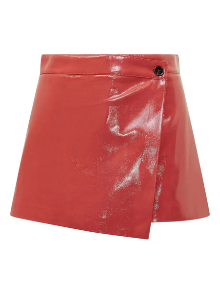  Msgm Patent Leather Asymmetric Skorts - Red 