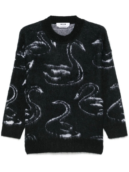  Msgm Patterned-jacquard Sweater - Black 