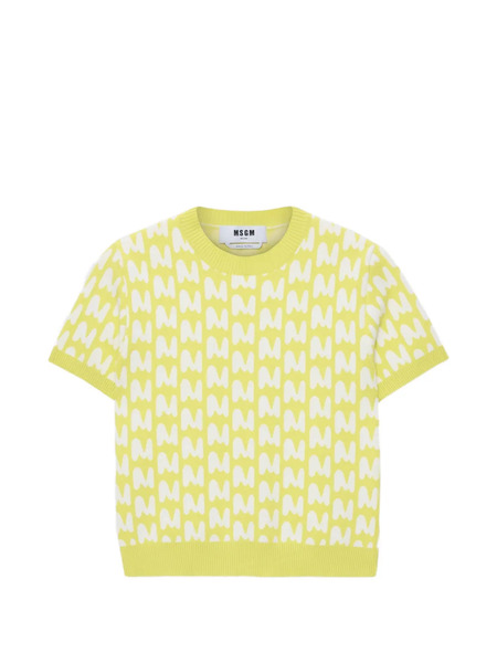  Msgm Patterned Knitted Top - Yellow 