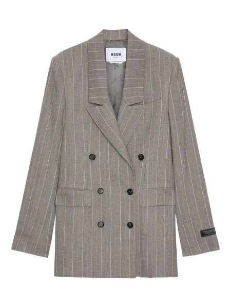  Msgm Pinstripe Double-breasted Jacket - Grey 