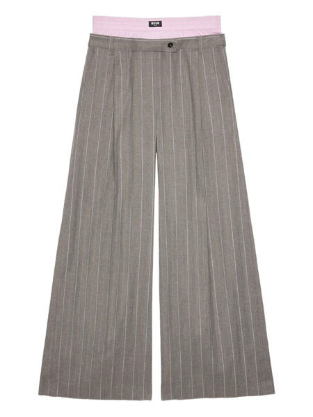  Msgm Pinstripe-pattern Layered Trousers - Grey 