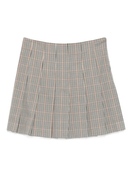  Msgm Pleated Checked Mini Skirt - White 
