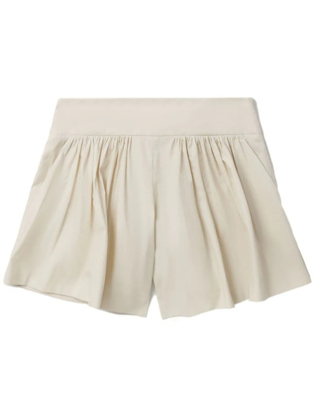  Msgm Pleated Cotton Shorts - Neutrals 