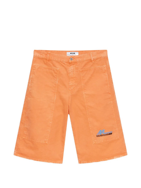 Msgm Pocket Denim Shorts - Orange 