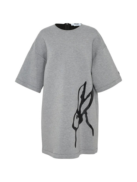  Msgm Rabbit Print Dress - Grey 