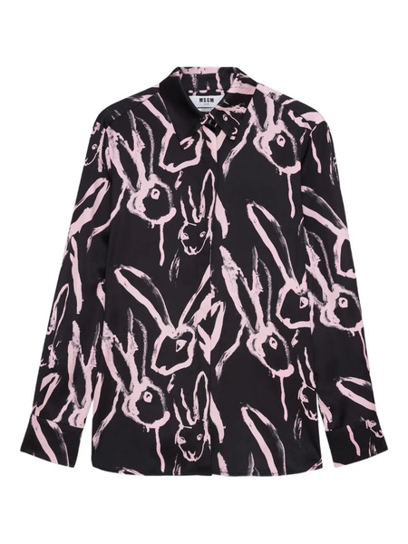  Msgm Rabbit Print Shirt - Black 