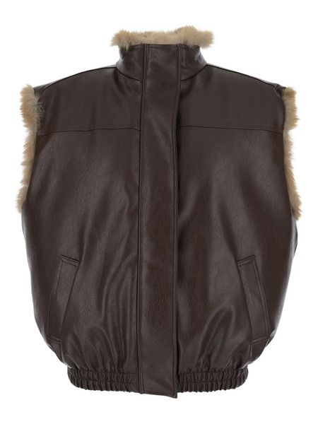  Msgm Reversible Sleeveless Vest - Brown 