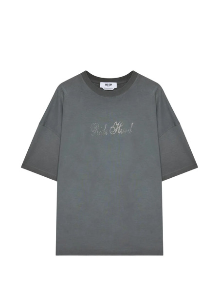  Msgm Rhinestone T-shirt - Grey 