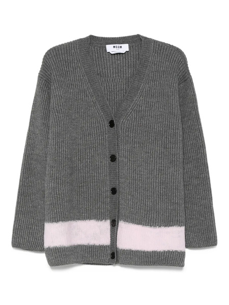  Msgm Ribbed-knit Button Cardigan - Grey 