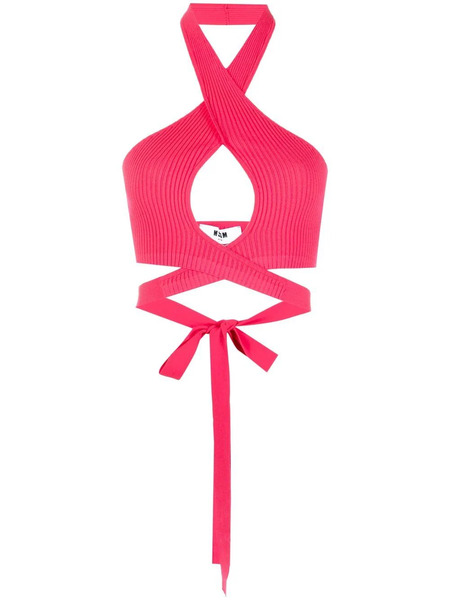 Msgm Ribbed-knit Crop Top - Pink 