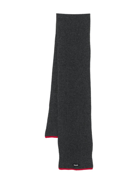  Msgm Ribbed-knit Scarf - Grey 