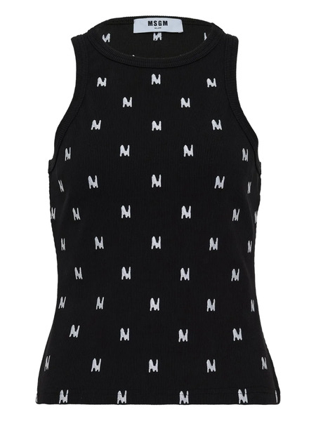  Msgm Ribbed Logo-embroidered Tank Top - Black 