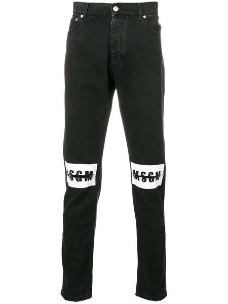  Msgm Ripped Logo Jeans - Black 