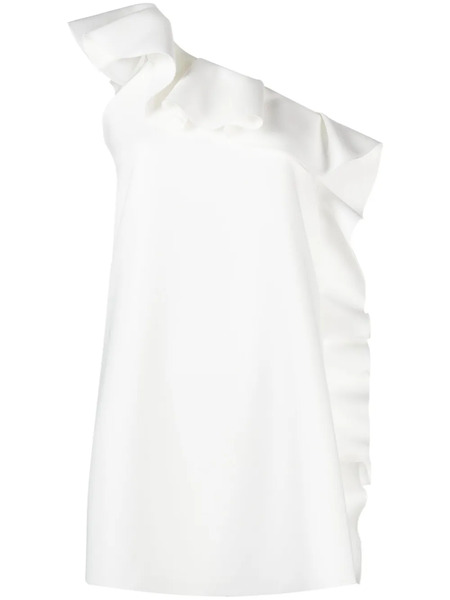  Msgm Ruffle-trim Asymmetric Minidress - White 