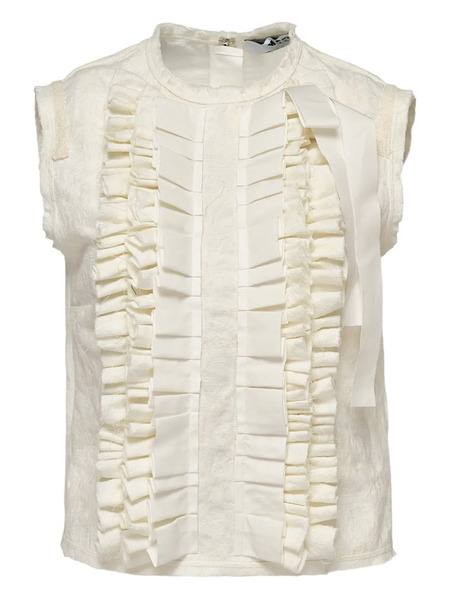  Msgm Ruffled-front Sleeveless Blouse - White 