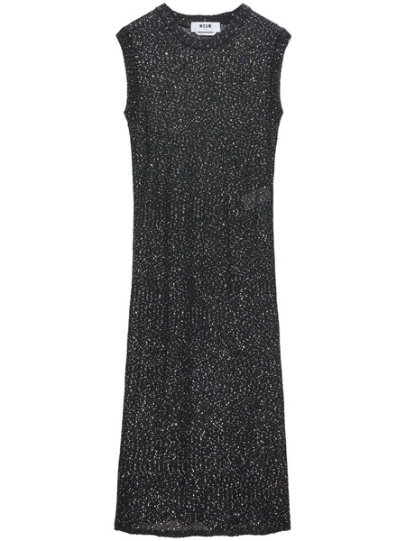  Msgm Sequin-embellished Midi Dress - Black 