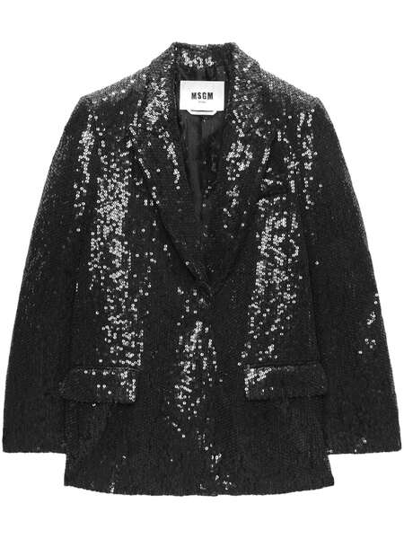  Msgm Sequin-embellished Single-breasted Blazer - Black 
