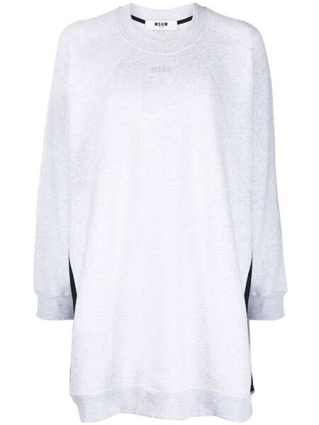  Msgm Side-stripe Oversized Sweatshirt - Grey 