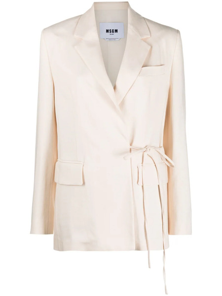  Msgm Single-breasted Tie-fastening Blazer - Neutrals 