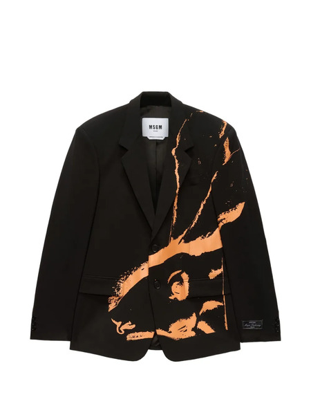  Msgm Sketched Bunnies Graphic Print Jacket - Black 