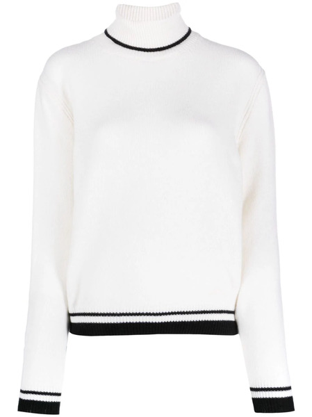  Msgm Stripe-edge Wool-blend Jumper - White 