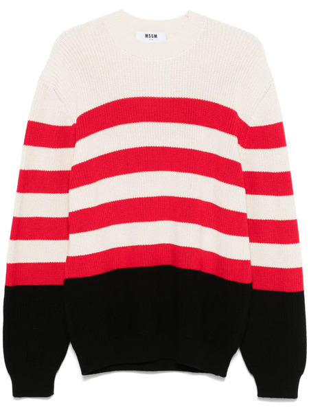  Msgm Striped Cotton Sweater - Neutrals 